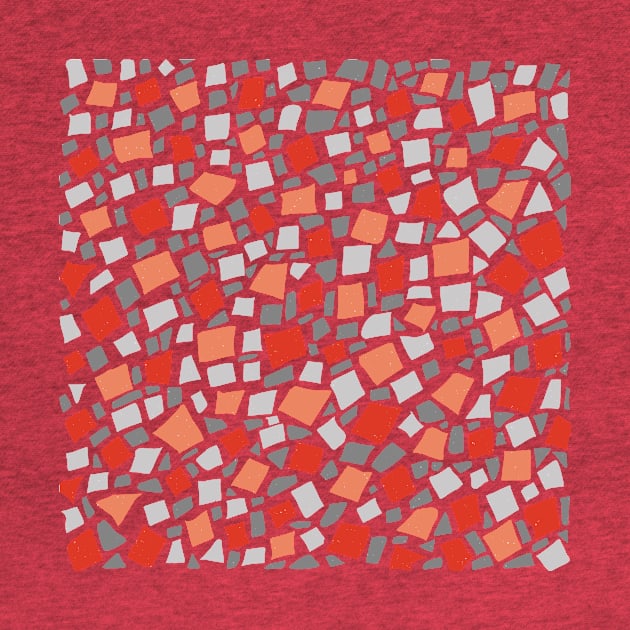 Broken Tiles Mosaic Pattern Bright Red Color Background GC-120-6 by GraphicCharms